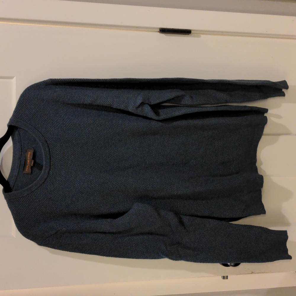 Fairlane & Sons Men's Large Navy Blue Sweater Crew Neck Pullover Waffle Knit New